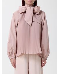 Max Mara - Pleated Silk-Blend Blouse With Scarf-Neck And Long Sleeves - Lyst