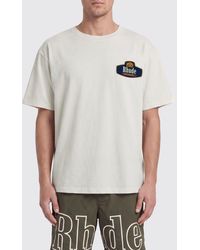Rhude - Cotton T-Shirt With Vintage Style Logo Print And Crew Neck - Lyst