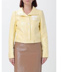 Courreges - Courr&Egrave	Ges Chaqueta Corta De Piel Sintética Con Logo A Contraste De - Lyst