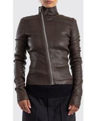 Rick Owens - Draped High-Neck Cropped Leather Jacket With Side Zip - Lyst