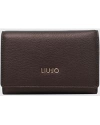 Liu Jo - Rechteckige Brieftasche Aus Kunstleder Mit Metallischem Logo - Lyst