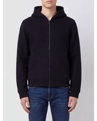 Emporio Armani - Hooded Wool And Cotton Blend Zip-Up Sweatshirt - Lyst