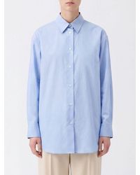 Jil Sander - Long-Sleeved Cotton Shirt With French Collar And Curved Hem - Lyst