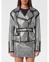 Philipp Plein - Short Biker-Style Jacket With Rhinestones And Peak Lapels - Lyst