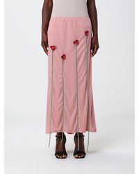Moschino - Jersey Midi Skirt With Applied Flowers - Lyst