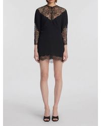 The Attico - Virgin Wool Knit Mini Dress With Lace Inserts - Lyst