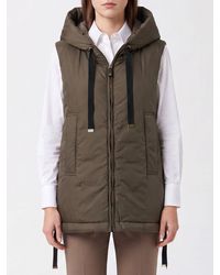 Max Mara - Padded Technical Fabric Vest With Hood And High Neck - Lyst