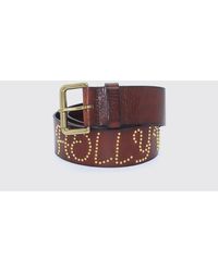 HTC - Leather Belt With Embroidery And Metal Buckle - Lyst