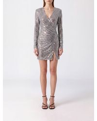 Self-Portrait - Draped Slim Fit Mini Dress With Sequins And V-Neck - Lyst