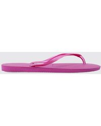 Havaianas - Slim Rubber Thong Sandals With Low Heel And Tone-On-Tone Logo - Lyst