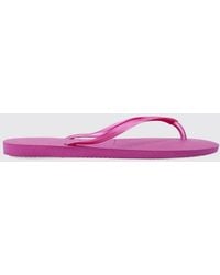 Havaianas - Slim Rubber Thong Sandals With Low Heel And Tone-On-Tone Logo - Lyst