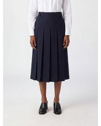 A.P.C. - Pleated Cotton Midi Skirt With Belt Loops - Lyst