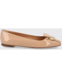 Ferragamo - Patent Leather Ballet Flats With Gancini Plaque - Lyst