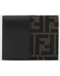 Fendi - Ff Jacquard Fabric Bifold Card Holder With Snap Closure - Lyst
