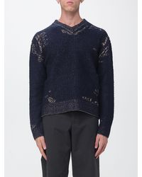 Maison Margiela - Distressed Wool And Cotton V-Neck Jumper - Lyst