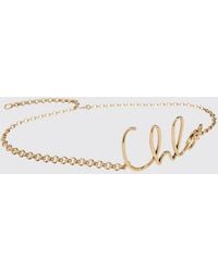 Chloé - Chlo&Eacute Iconic-Tone Brass Chain Belt With Logo Lettering - Lyst