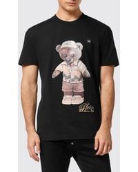 Philipp Plein - Slim Fit Teddy Bear Print Cotton T-Shirt With Contrast Logo - Lyst