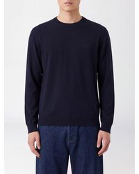 Giorgio Armani - Virgin Wool Crewneck Jumper With Embroidered Monogram - Lyst