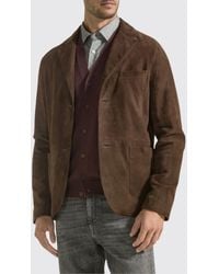 Seventy - Single-Breasted Suede Leather Blazer With Notch Lapels And Patch Pockets - Lyst