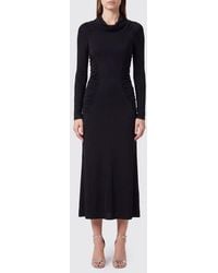 Victoria Beckham - Asymmetric Long-Sleeve Jersey Midi Dress - Lyst