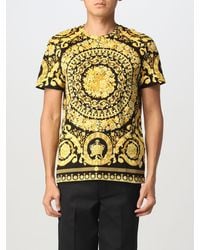 Versace - T-shirt in cotone con stampa Baroque - Lyst