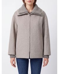 P.A.R.O.S.H. - Short Merino Wool Coat P.A.R.O.S.H. With Sailor Collar And Zip Closure - Lyst