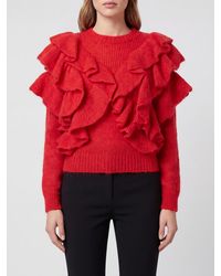 Elisabetta Franchi - Ruffle-Detail Mohair Blend Crew Neck Jumper - Lyst