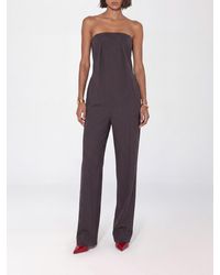 Elisabetta Franchi - Pinstripe Off-The-Shoulder Wool-Blend Jumpsuit - Lyst