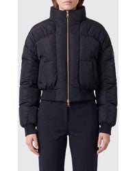 Elisabetta Franchi - Quilted Cropped Puffer Jacket With High Neck And Contrast Logo - Lyst