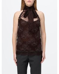 Pinko - Slim Fit Lace Evening Top With A Scarf Neck And Bare Shoulders - Lyst