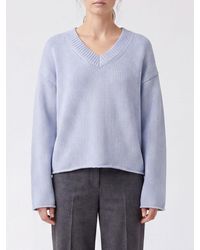 Loulou de Saison - Derry 100% Cashmere V-Neck Jumper With Dropped Shoulders - Lyst
