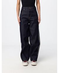 adidas Originals - High-Waisted Wide-Leg Denim Jeans With 3-Stripes Logo - Lyst