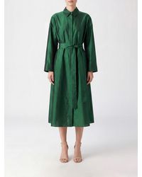 Max Mara - Silk-Blend Midi Shirt Dress With Tie-Waist Belt - Lyst