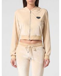 Philipp Plein - Cropped Velvet Zip Hoodie With Skull Rhinestones - Lyst