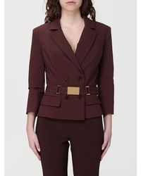 Elisabetta Franchi - Double-Breasted Blazer With Belt - Lyst
