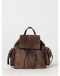 Brunello Cucinelli - Small Suede Backpack With Drawstring Closure And Monili - Lyst