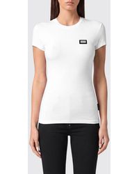 Philipp Plein - Slim Fit Stretch Cotton T-Shirt With Logo And Crew Neck - Lyst