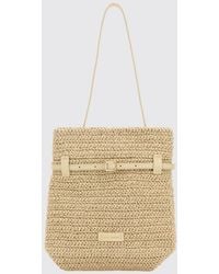 MANU Atelier - Du Jour Crochet Raffia Shoulder Bag With Leather Handle - Lyst