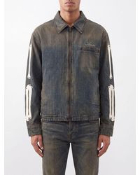 Amiri - Shirt-Style Vintage Denim Jacket With Logo And Graphic Print - Lyst