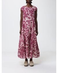 Max Mara - Ramie Midi Dress With Floral Print - Lyst