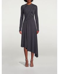 Victoria Beckham - Asymmetrical Draped-Jersey Long-Sleeved Midi Dress - Lyst