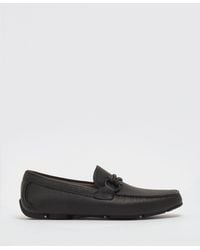 Ferragamo - Gancini Grained Leather Driver Loafers - Lyst