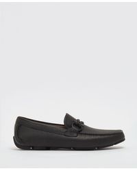 Ferragamo - Gancini Grained Leather Driver Loafers - Lyst