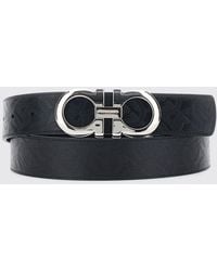 Ferragamo - Reversible Gancini Leather Belt With Interlocking Buckle - Lyst