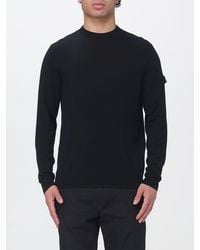Peuterey - Pure Wool Crew-Neck Jumper With Logo Patch On The Sleeve - Lyst