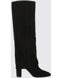 Via Roma 15 - Suede Knee-High Boots With A High Block Heel - Lyst