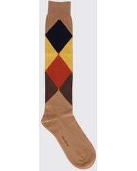 Ballantyne - Diamond Pattern High-Top Cotton-Blend Socks With Contrast Logo - Lyst