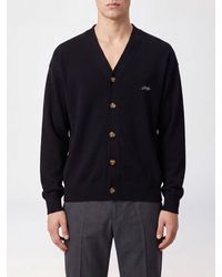 Drole de Monsieur - V-Neck Wool Cardigan With Embroidered Logo - Lyst