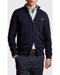 La Martina - Wool Blend Cardigan With Two-Way Zip And Embroidered Logo - Lyst