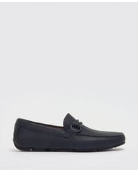 Ferragamo - Gancini Grained Leather Driver Loafers - Lyst